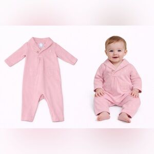 Ralph Lauren Baby Pink Knit One-Piece jumpsuit 6M – Shawl Collar Long Sleeve
